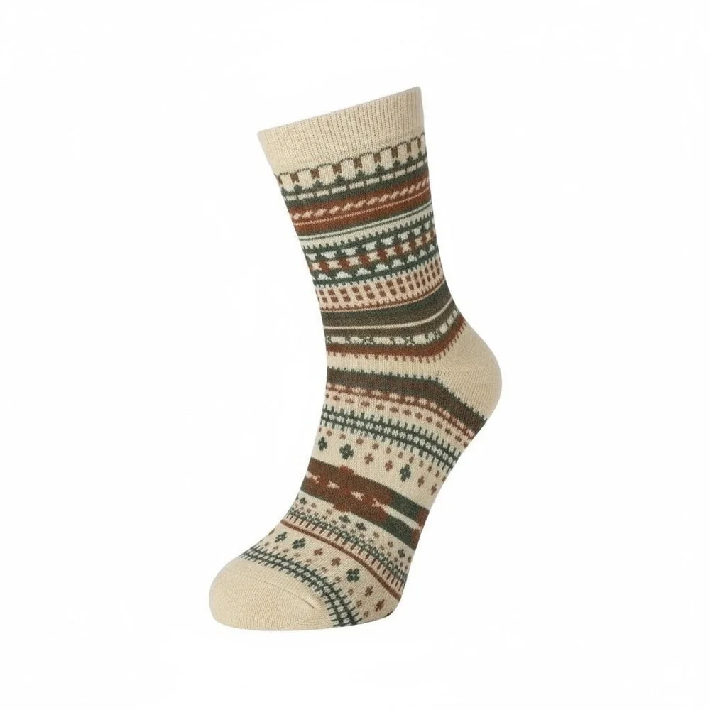 Autumn Spice Retro‎ Mid-Calf Socks 7-10 NEW 5pc Pack Unisex Anti-Slip Elastic